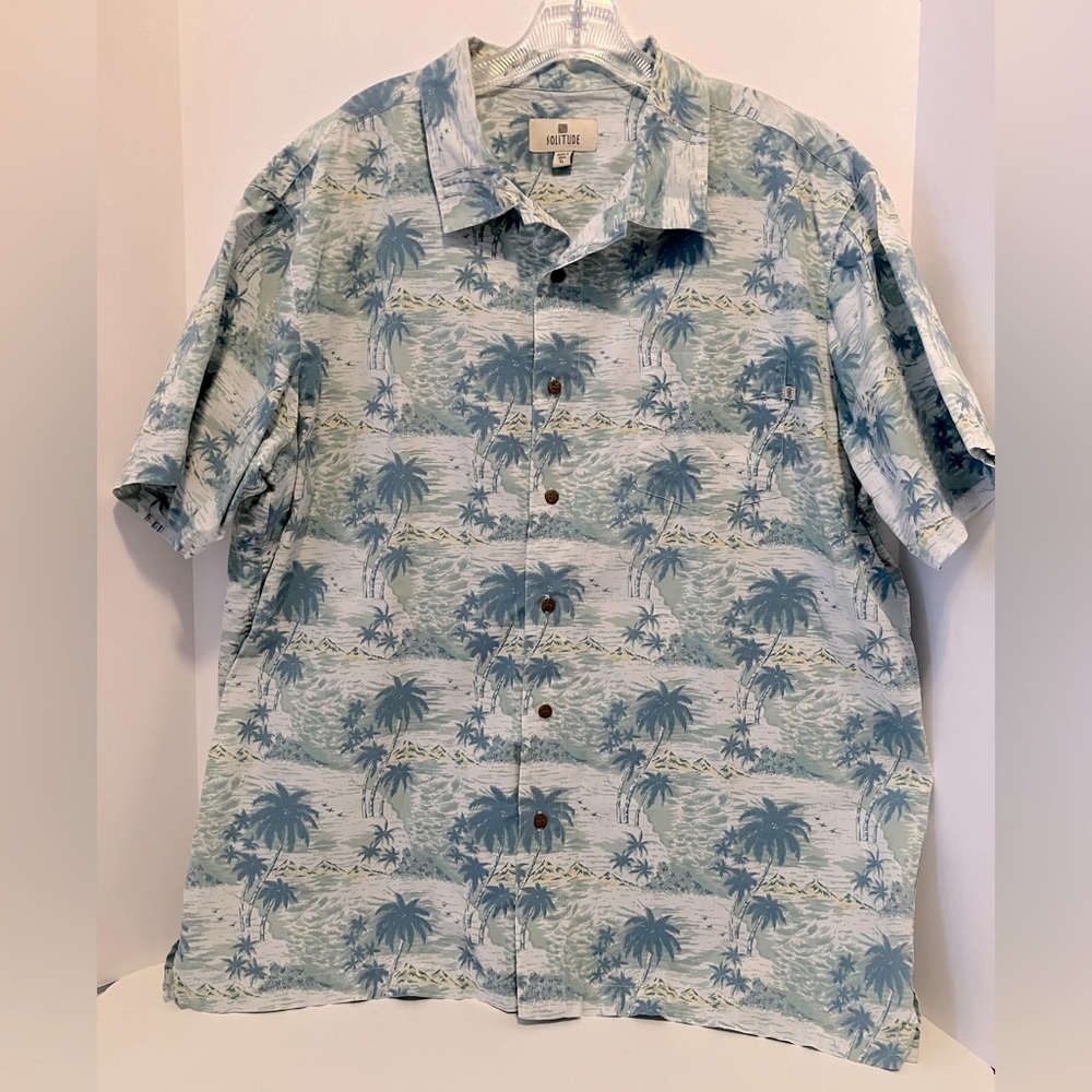 Solitude Men’s Tropical Short Sleeve Shirt, Size XL, Button Front🌴, Casual